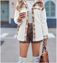 Load image into Gallery viewer, Khaki Color Block Front Open Button Fuzzy Jacket