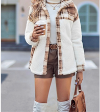 Load image into Gallery viewer, Khaki Color Block Front Open Button Fuzzy Jacket