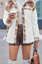 Load image into Gallery viewer, Khaki Color Block Front Open Button Fuzzy Jacket