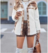 Load image into Gallery viewer, Khaki Color Block Front Open Button Fuzzy Jacket