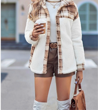 Load image into Gallery viewer, Khaki Color Block Front Open Button Fuzzy Jacket