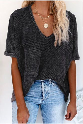 Scout Gray High Low Cuffed Top