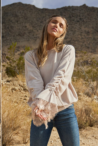 Lazy Sunday Lace Up Long Sleeve Top