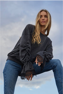 Lazy Lace Up Long Sleeve Top