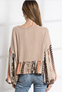 Autumn Tones Long Sleeve Printed Top